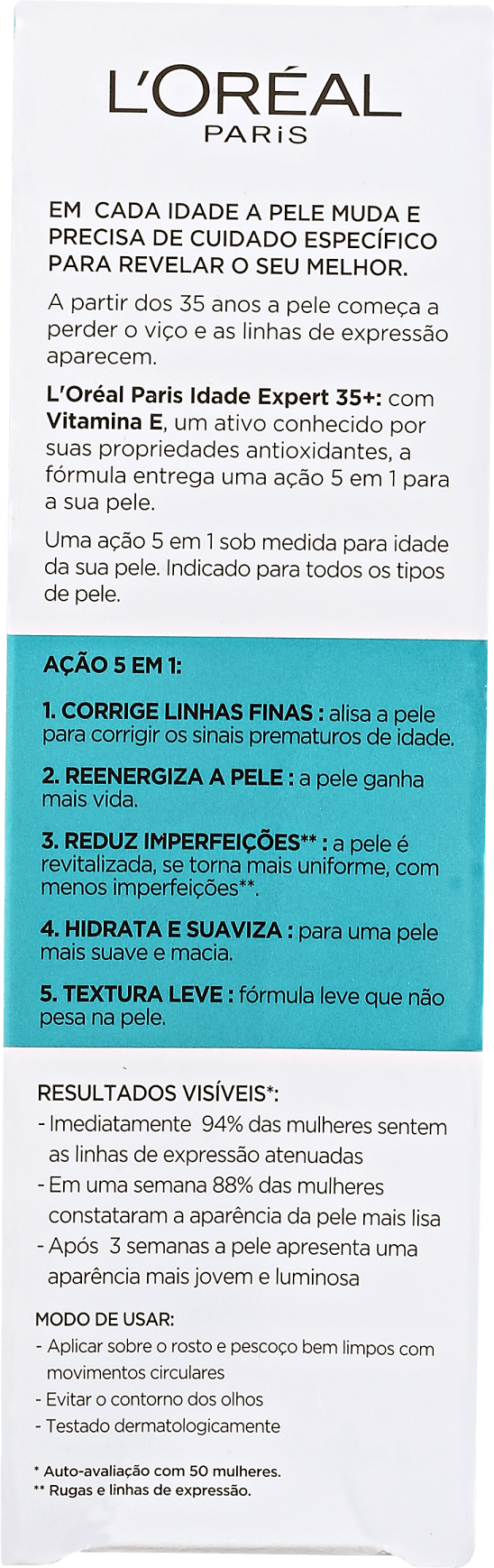 L'Oréal Paris Idade Expert 35+ Anos - Creme para Rugas e Anti-Idade 40ml