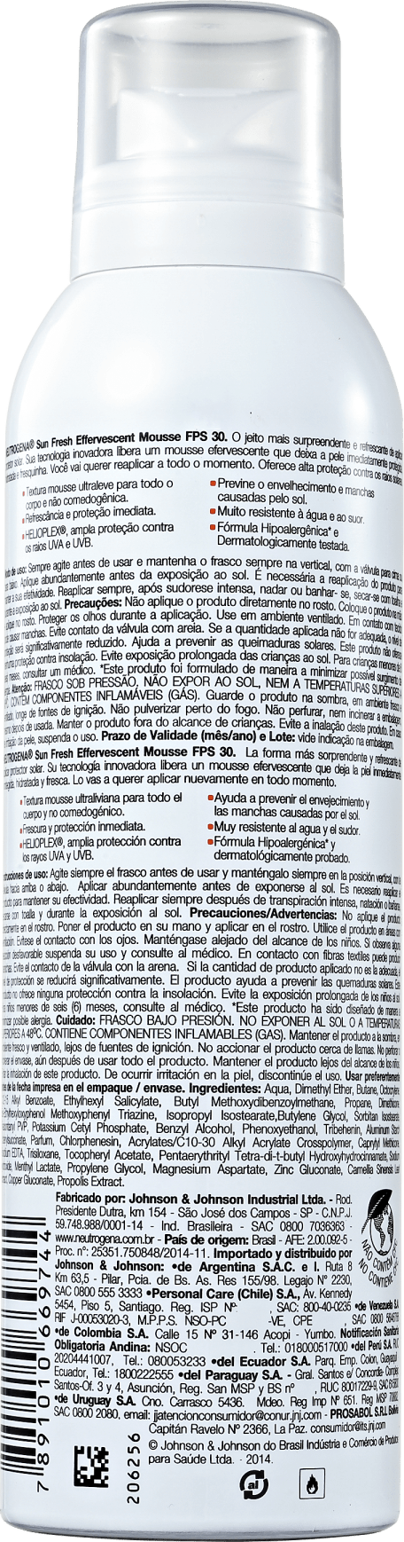 Neutrogena Sun Fresh Effervescent FPS 30 - Protetor Solar em Mousse 200ml