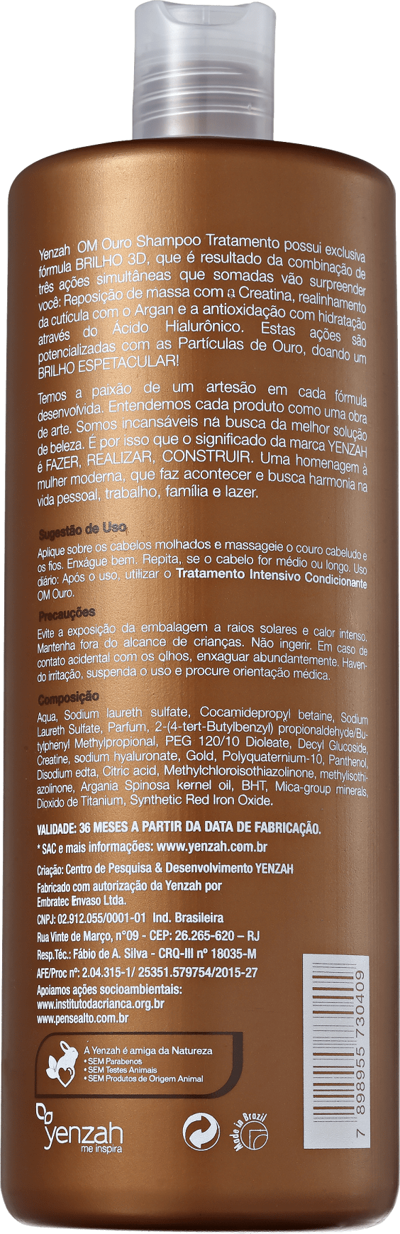 Yenzah OM Ouro Shampoo Tratamento Profissional - Shampoo 1000ml