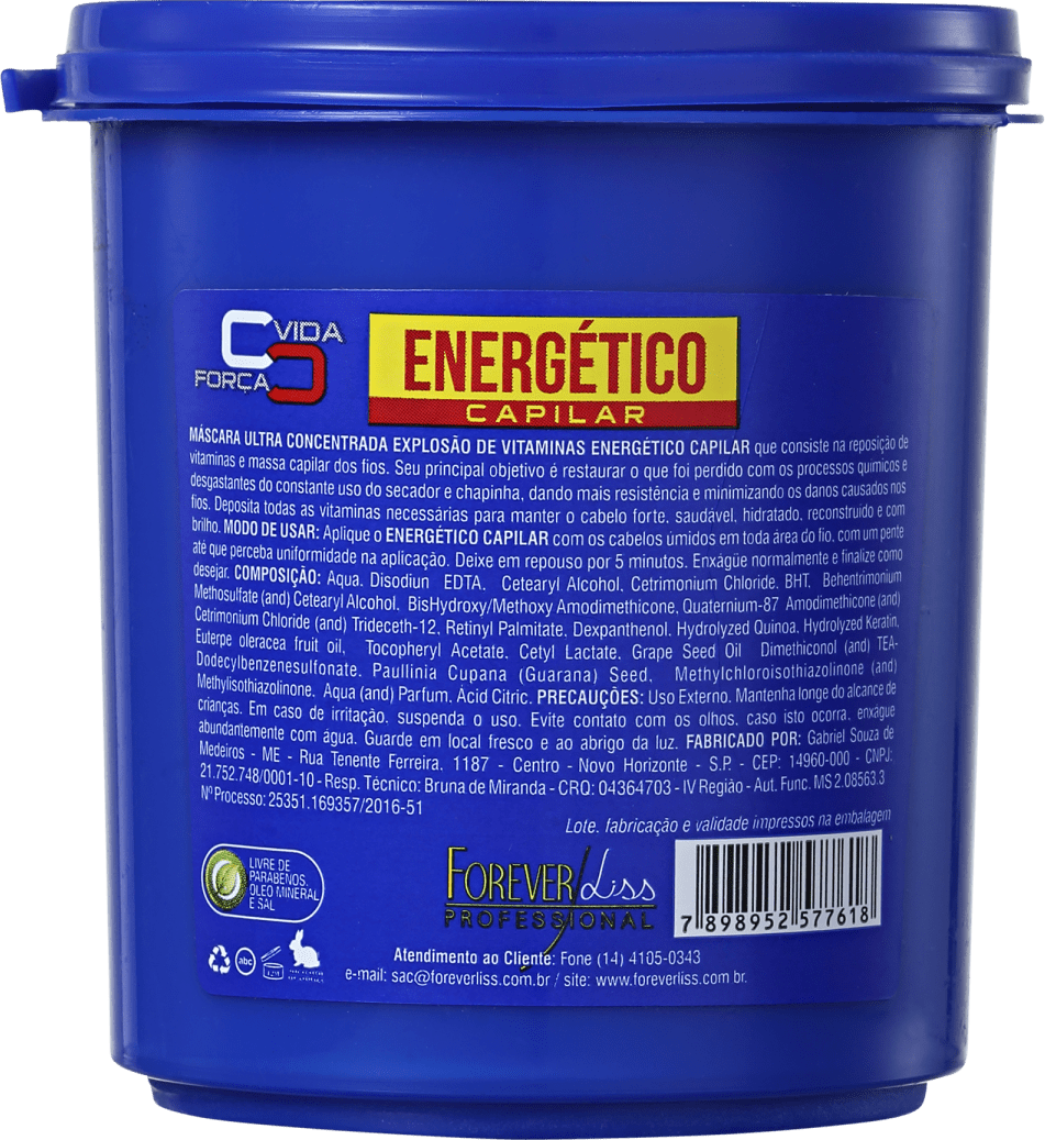 Forever Liss Professional Energético Capilar - Máscara de Tratamento 240g