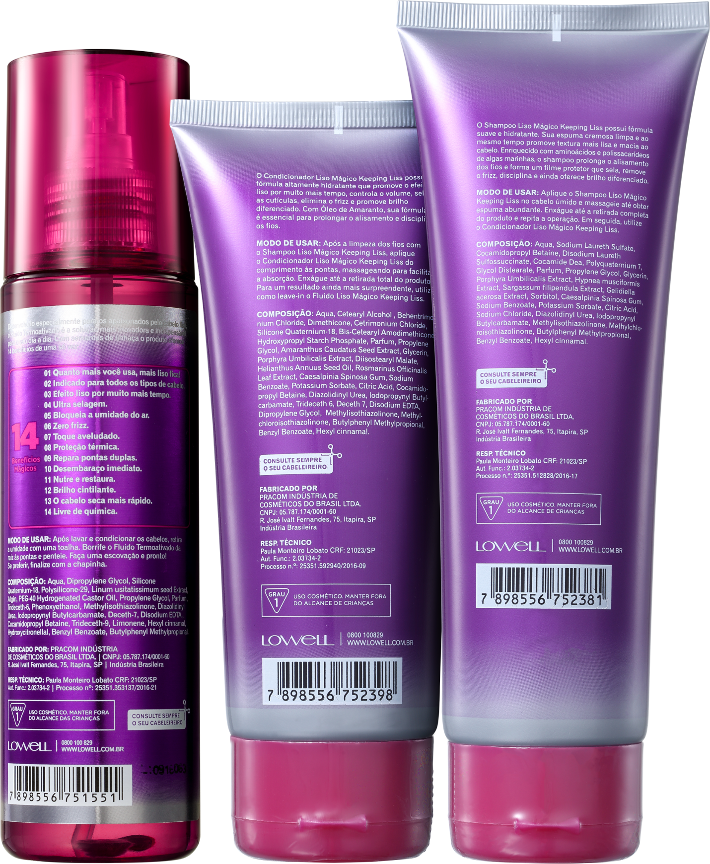 Lowell Keeping Liss Liso Mágico Intenso Kit (3 produtos)