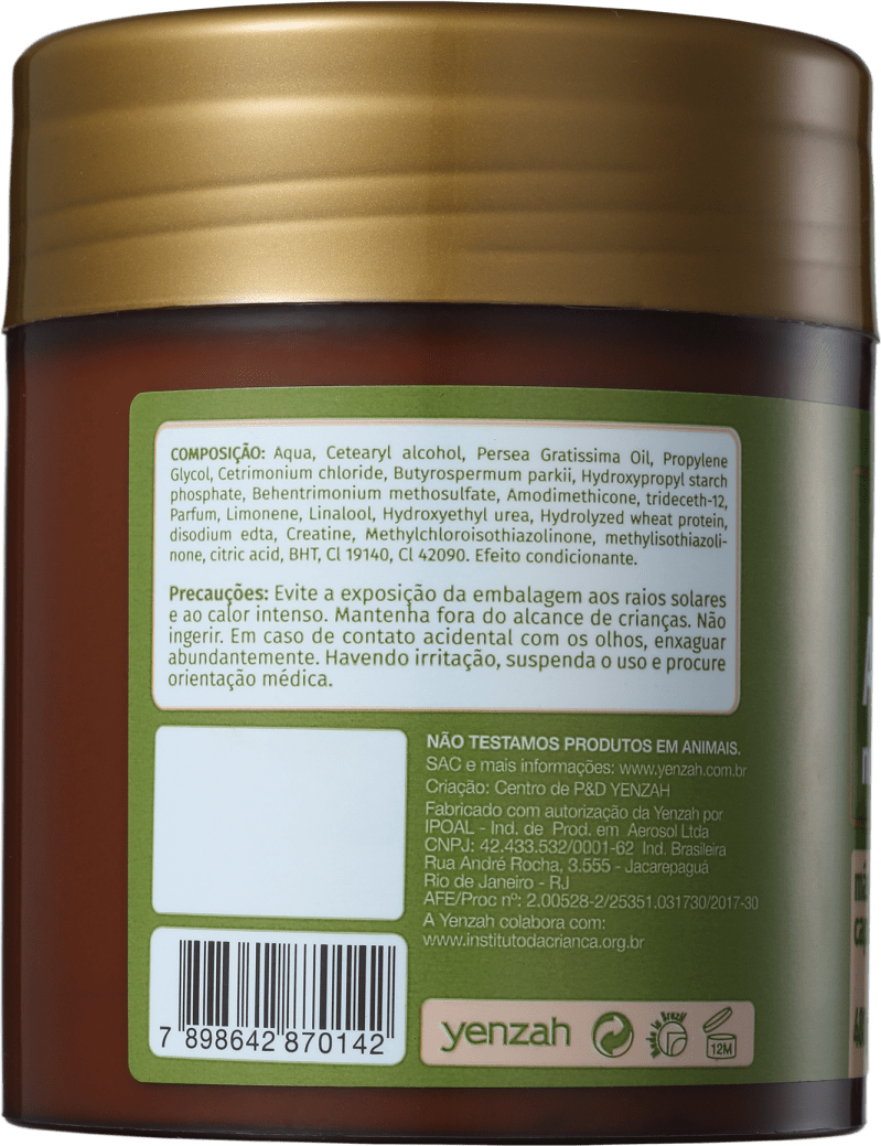 Yenzah SPA dos Cabelos Abacate - Máscara 480g