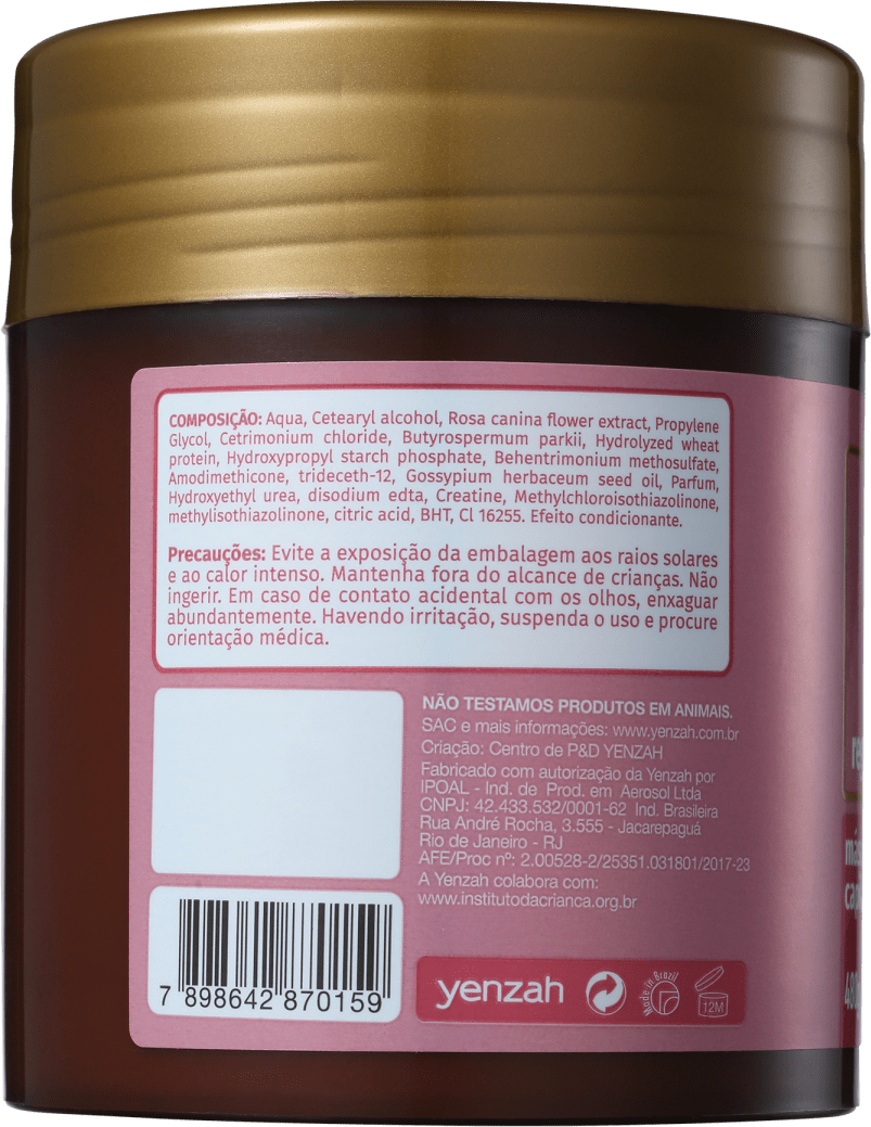 Yenzah SPA dos Cabelos Rosa Mosqueta - Máscara 480g