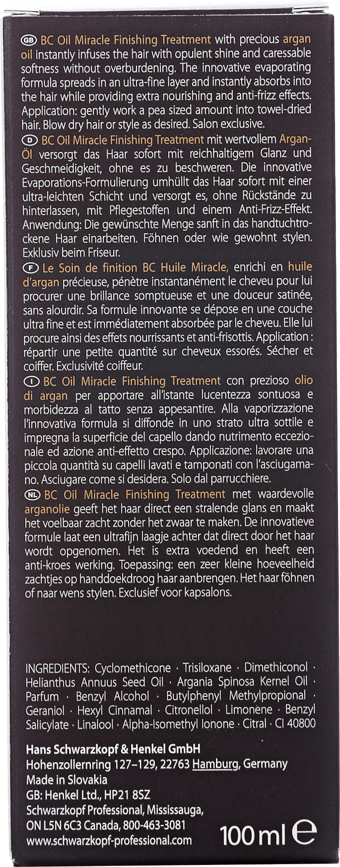 Schwarzkopf Professional BC Bonacure Oil Miracle Finishing Treatment - Óleo de Argan 100ml