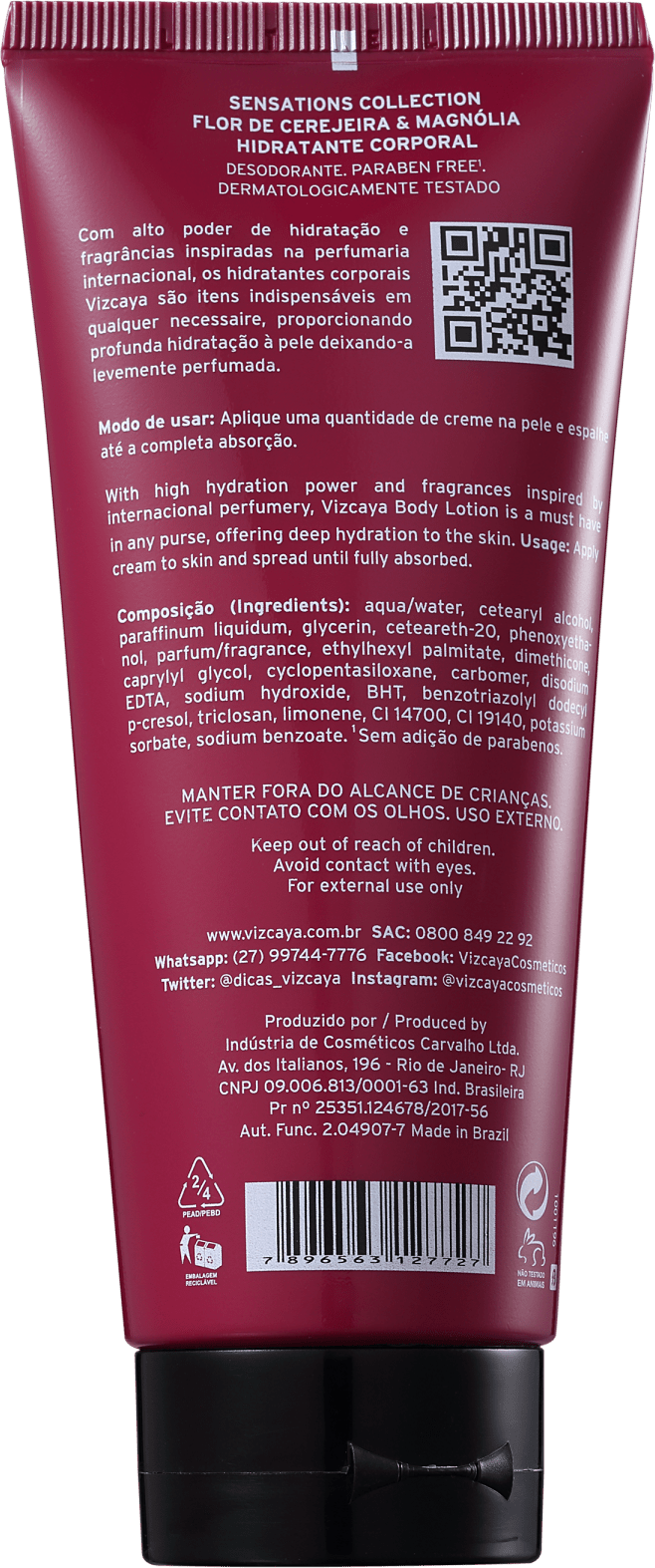 Vizcaya Sensations Flor de Cerejeira & Magnólia - Creme Hidratante Corporal 200ml