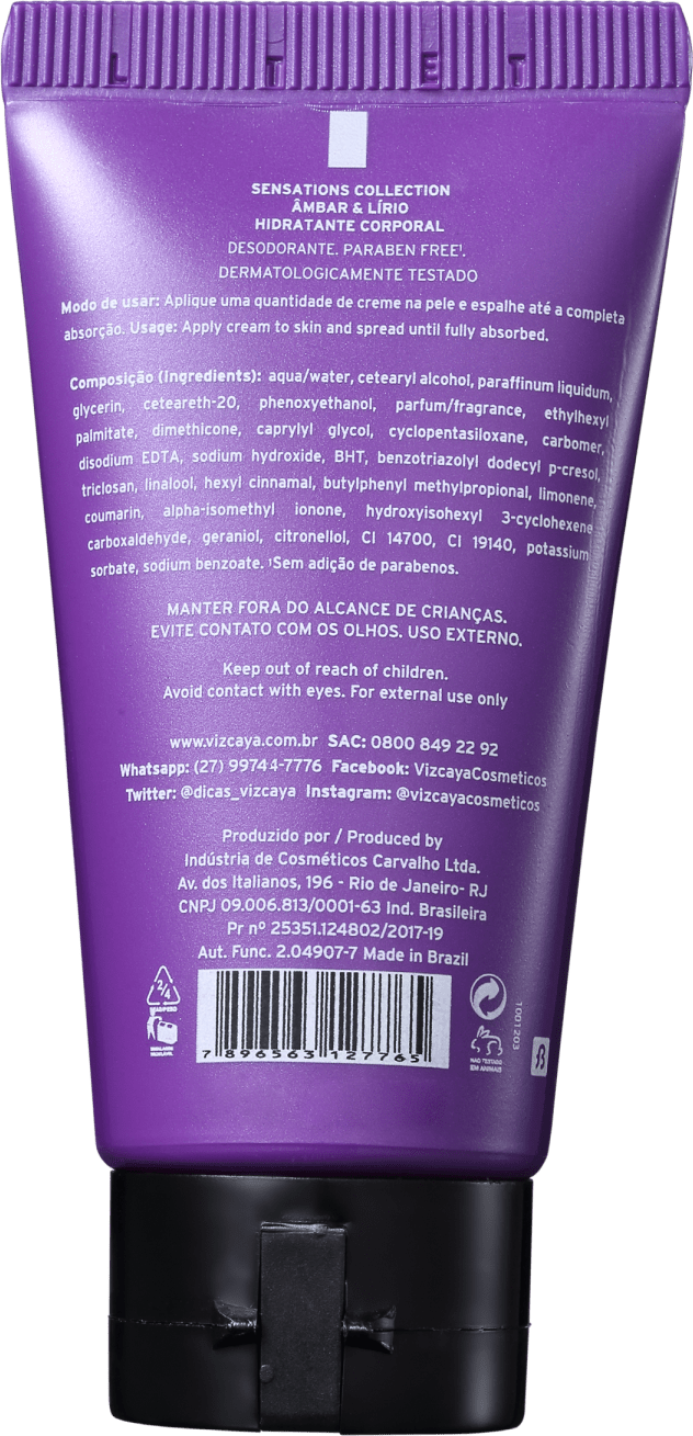 Vizcaya Sensations Âmbar & Lírio - Creme Hidratante Corporal 50ml
