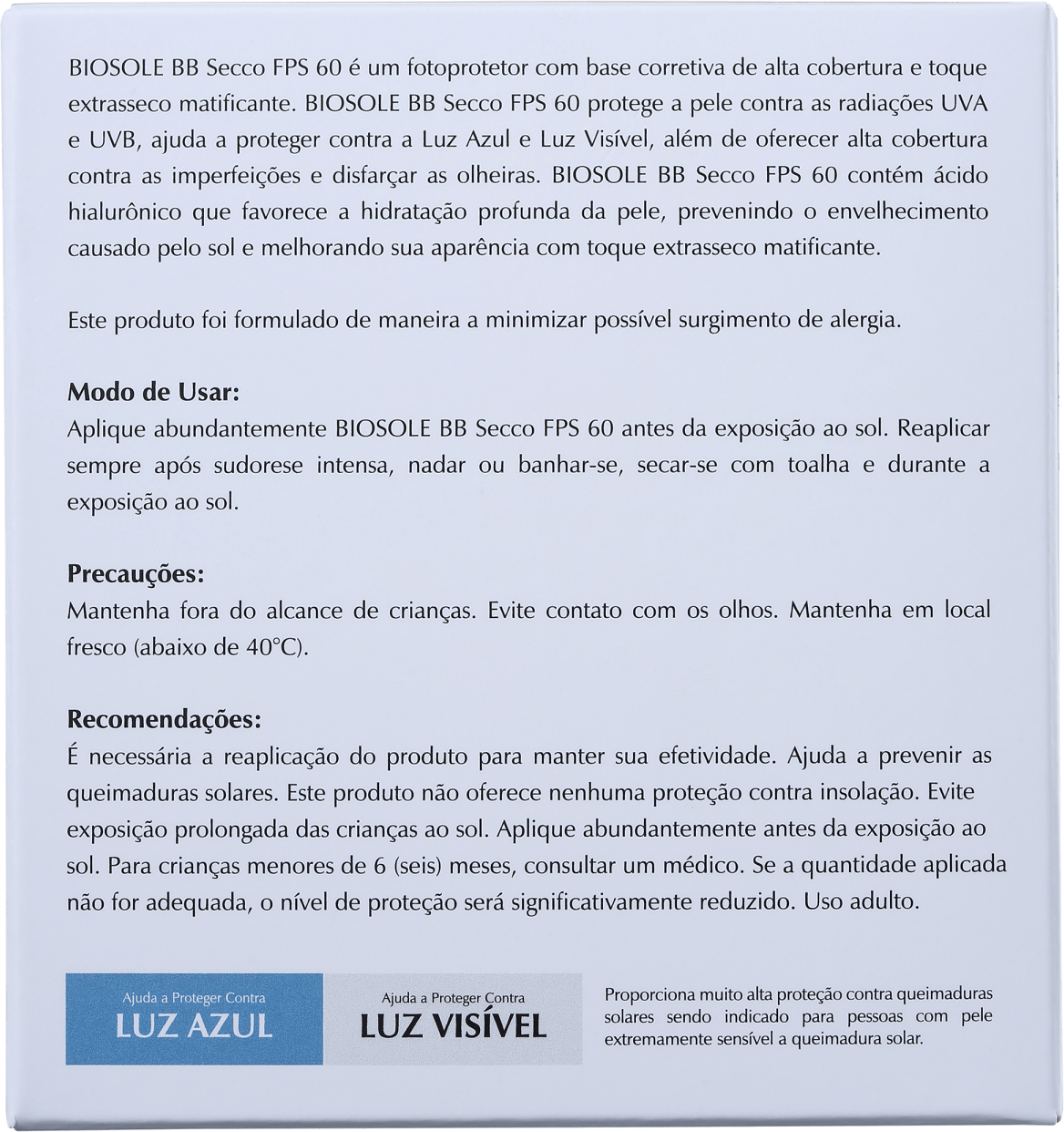 Ada Tina Biosole BB Secco FPS60 Bianco - Protetor Solar Facial com Cor 10g