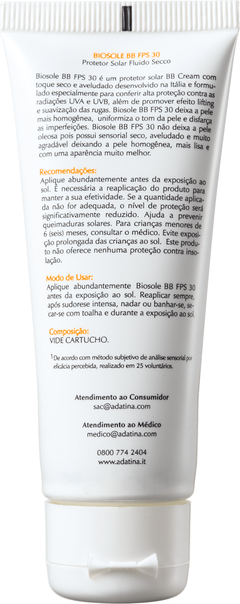 Ada Tina Biosole BB Cream FPS30 Miele - Protetor Facial com Cor 40ml