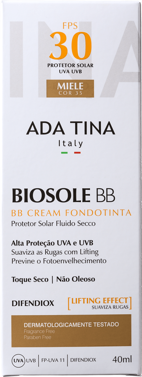 Ada Tina Biosole BB Cream FPS30 Miele - Protetor Facial com Cor 40ml