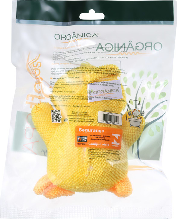 Orgânica Bath Toy Patinho Amarelo - Esponja de Banho