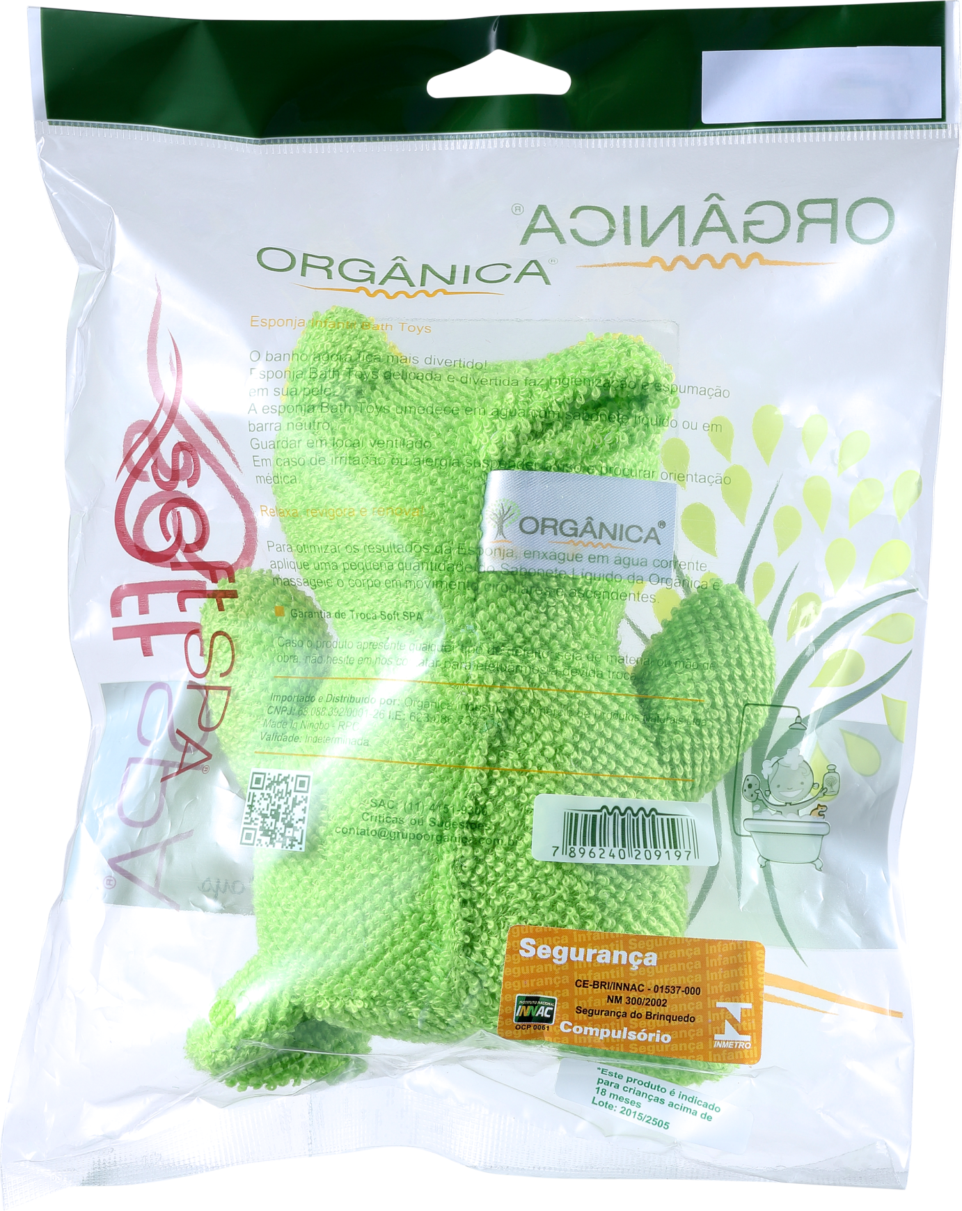 Orgânica Bath Toy Sapinho Verde - Esponja de Banho