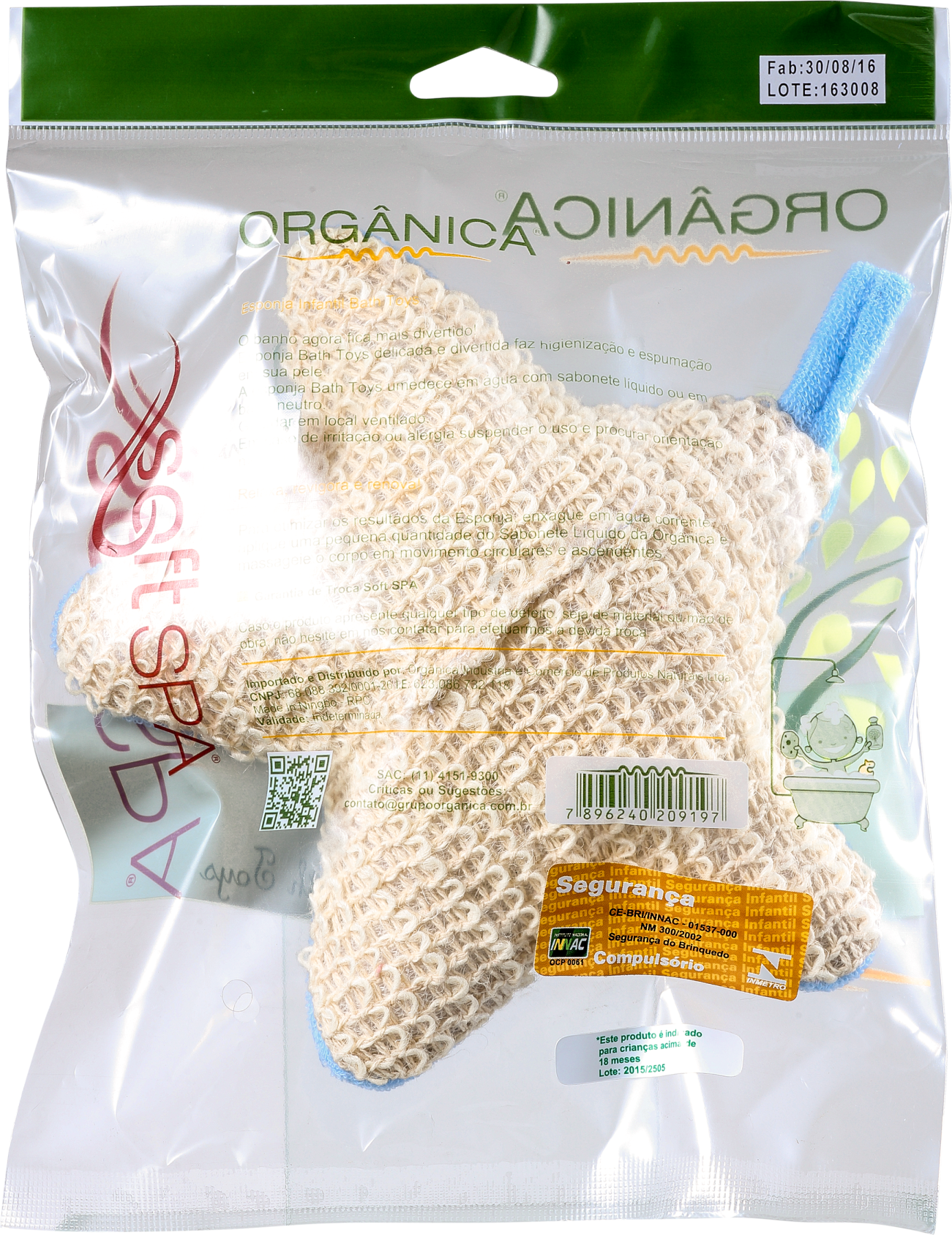 Orgânica Bath Toy Estrela Azul - Esponja de Banho