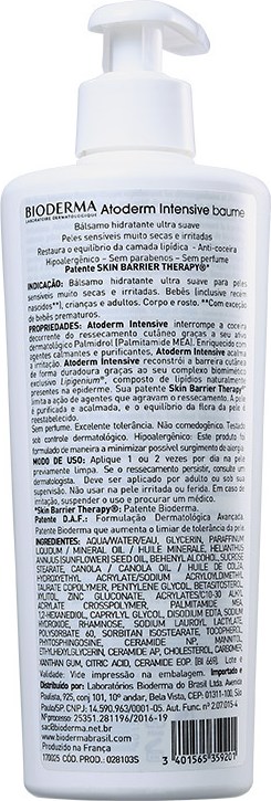 Bioderma Atoderm Intensive Baume - Creme Hidratante Corporal 500ml
