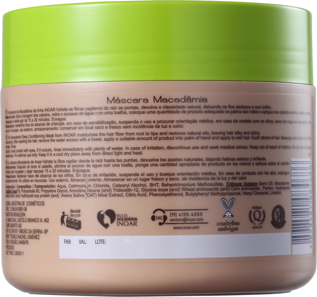 Inoar Macadâmia Oil Premium Máscara de Tratamento - 500ml
