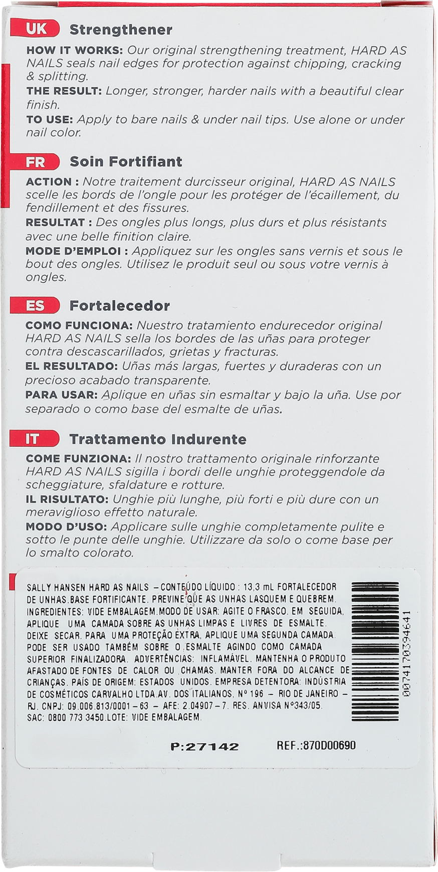 Sally Hansen Hard as Nails - Fortalecedor de Unha 13,3ml