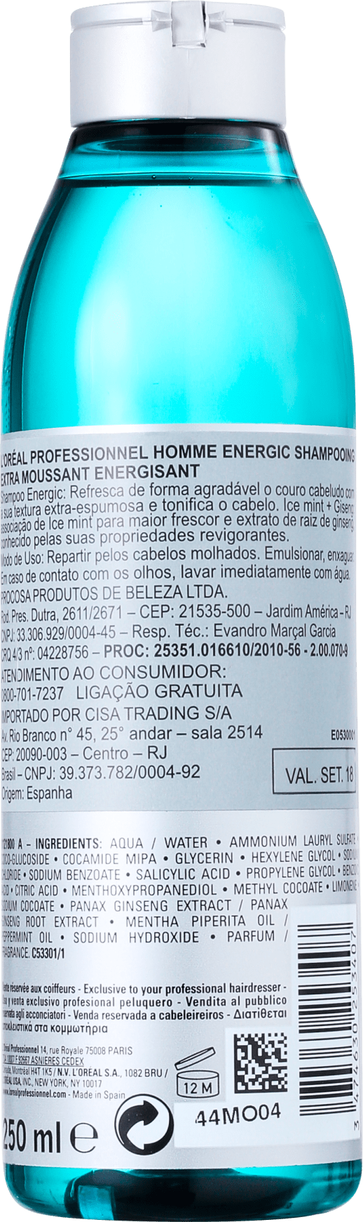 L'Oréal Professionnel Homme Energic - Shampoo 250ml