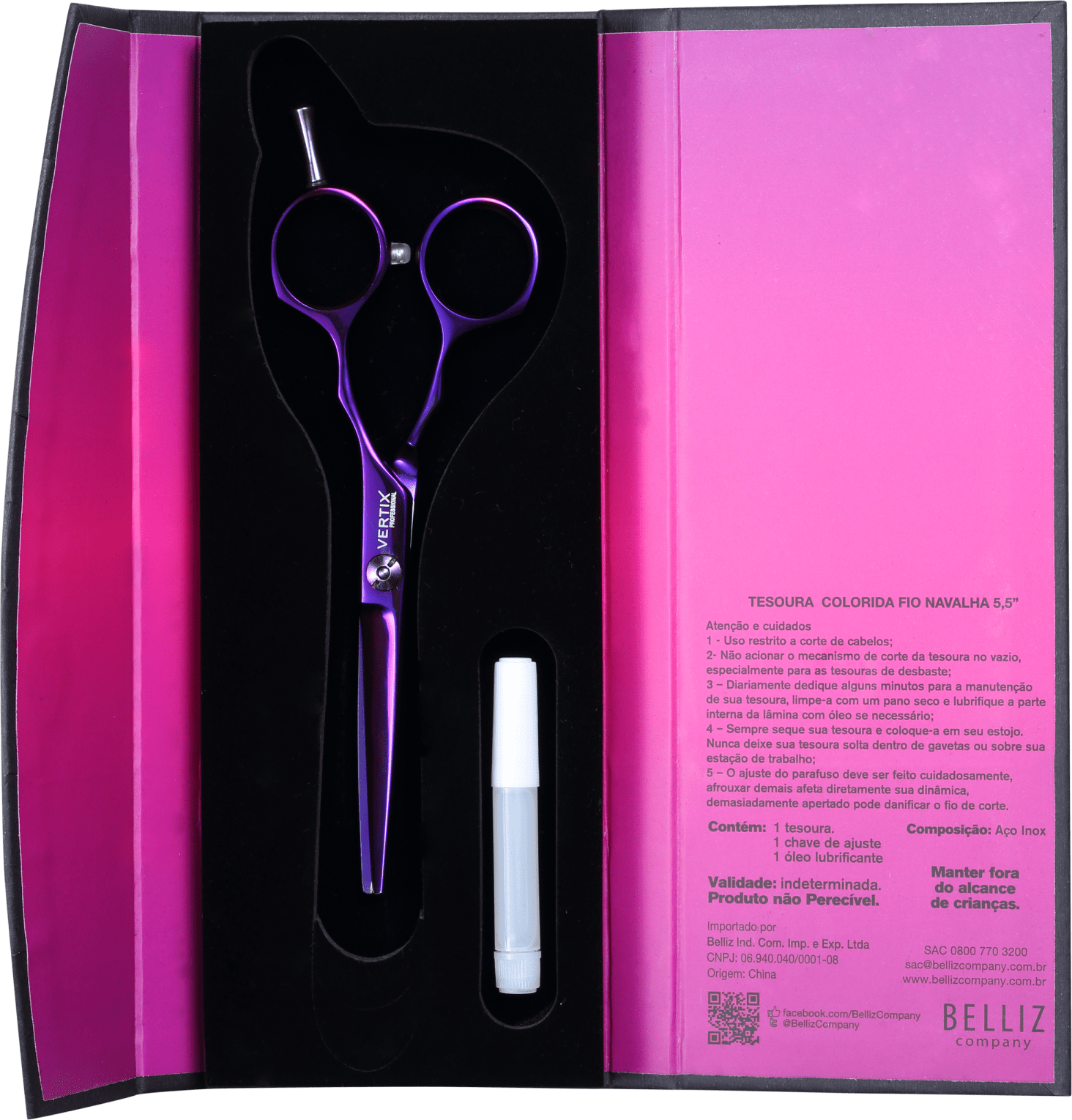 Vertix Tesoura Colorida Fio Navalha 5,5