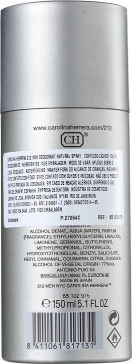 Carolina Herrera 212 Men - Desodorante Spray Masculino 150ml