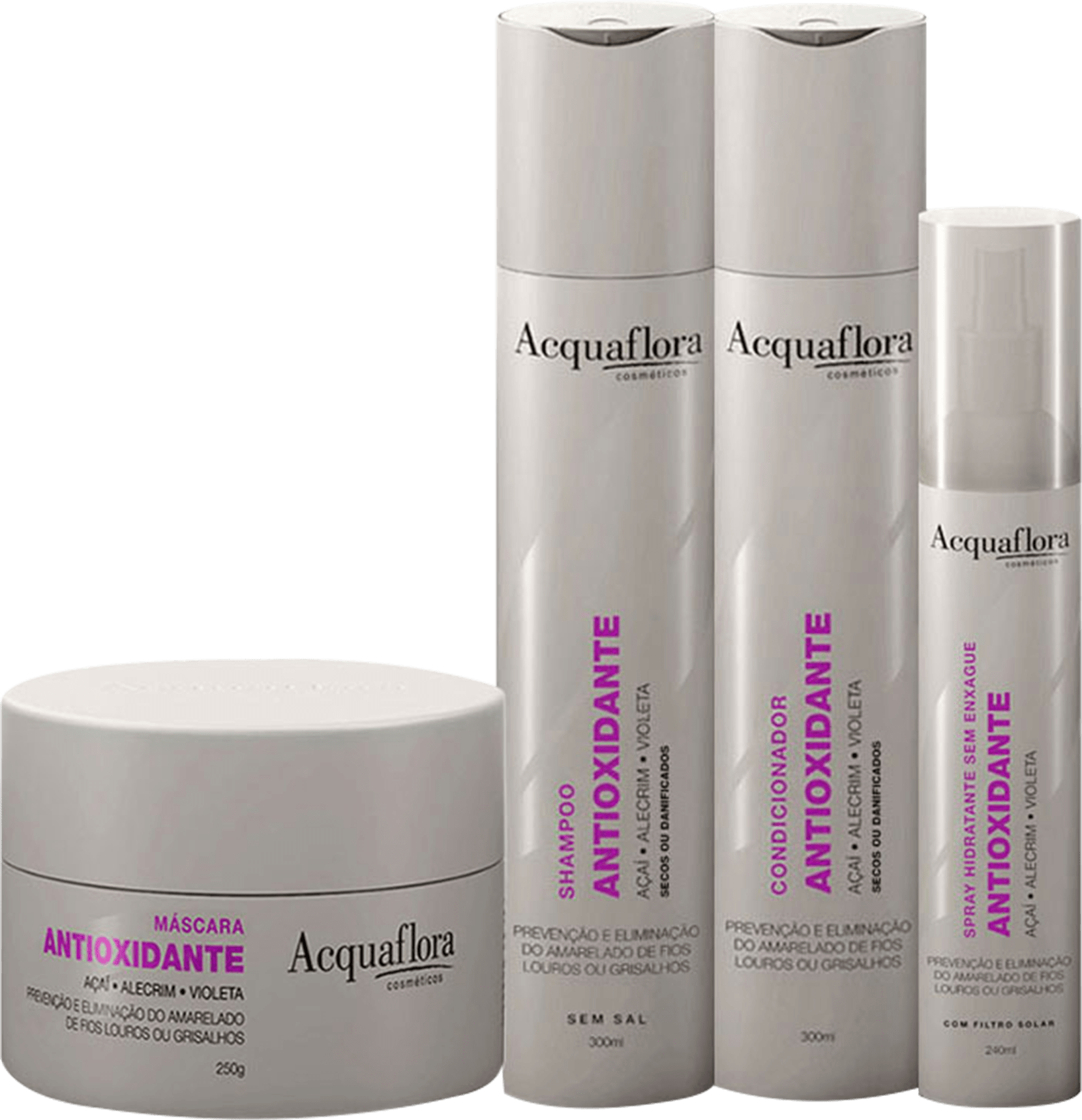 Acquaflora Antioxidante Secos ou Danificados Kit Completo (4 Produtos)