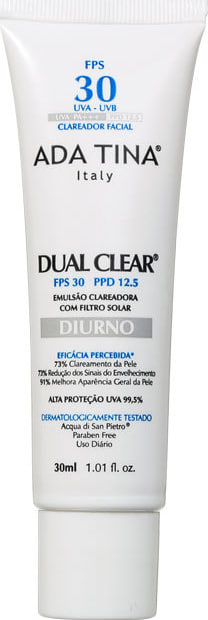 Ada Tina Dual Clear Diurno FPS 30 PPD 12,5 - Creme Clareador e Revitalizante 30ml