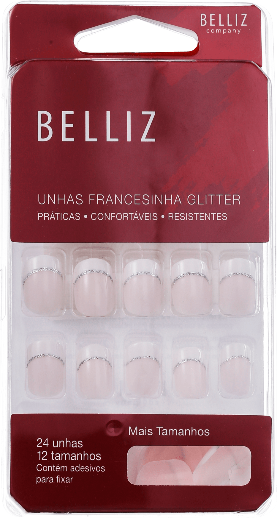 Belliz Francesinha Glitter - Unhas Postiças (24 unidades)