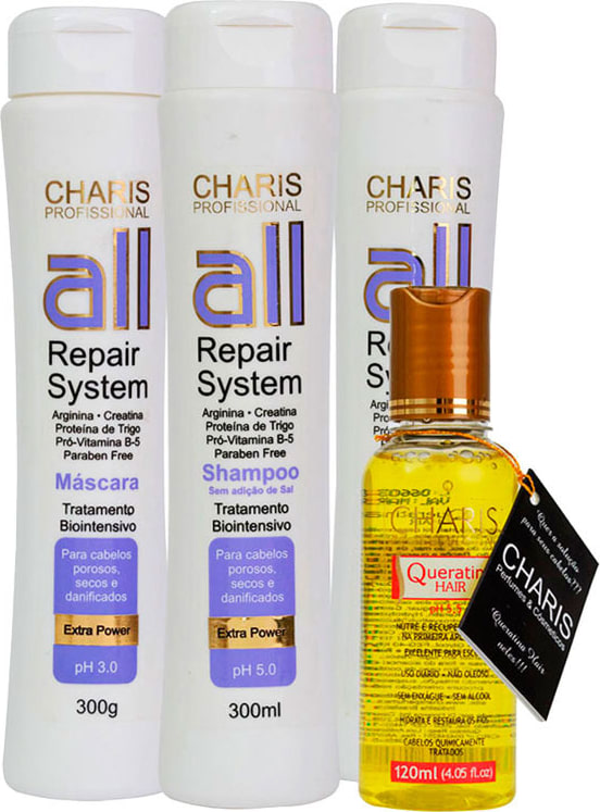 Charis All Repair System Queratina Hair Kit (4 Produtos)
