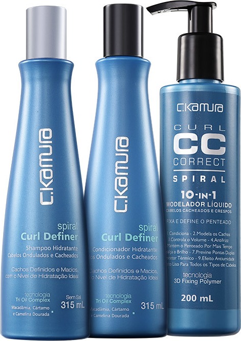 C.Kamura Spiral Curl Definer Correct Trio Kit (3 Produtos)