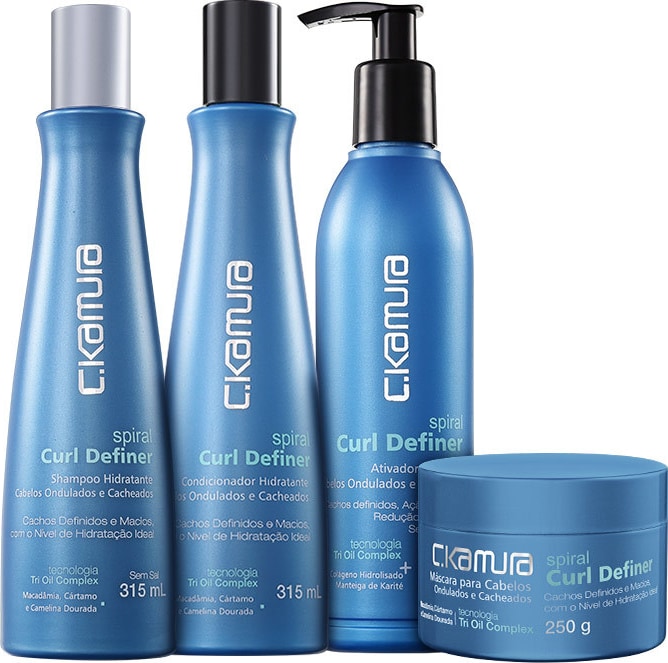 C.Kamura Spiral Curl Definer Tri Oil Complex Kit (4 Produtos)