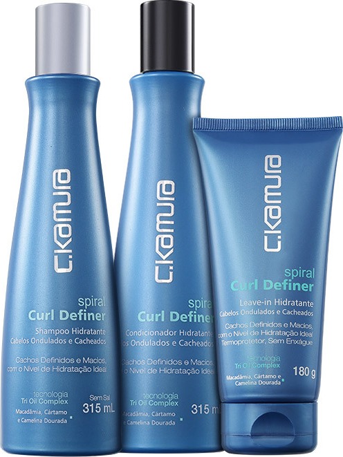 C.Kamura Spiral Curl Definer Tri Oil Complex Trio Kit (3 Produtos)