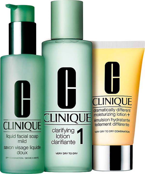Kit Clinique Sistema 3 Passos Pele 1 Seca ou Muito Seca (3 produtos)