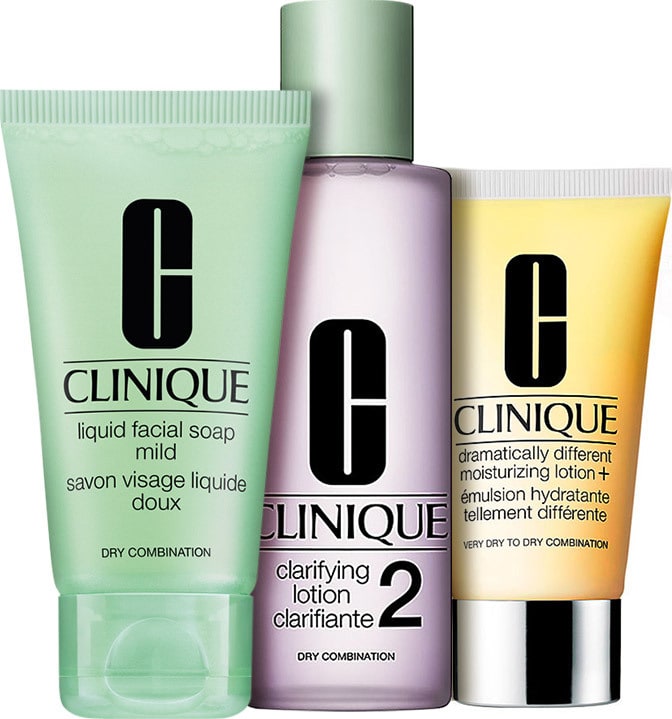 Kit Clinique Sistema 3 Passos Pele 2 Mista para Seca (3 produtos)