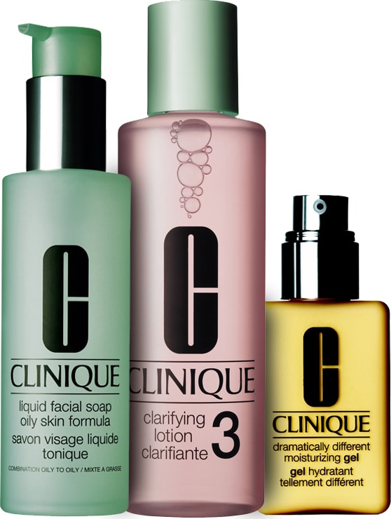 Kit Clinique Sistema 3 Passos Pele 3 Pele Mista para Oleosa Extra (3 produtos)