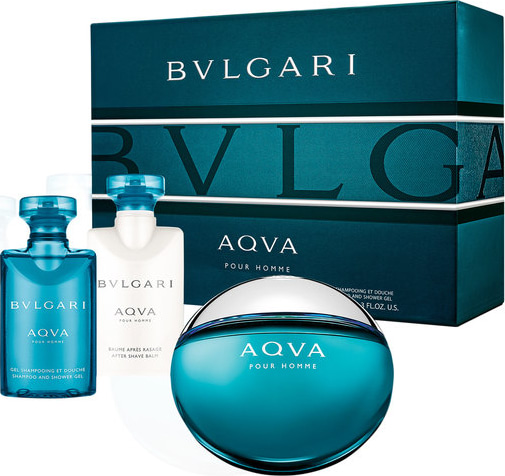 Conjunto Aqva Bvlgari Masculino - Eau de Toilette 50ml + Pós-Barba 40ml + Gel de Banho 40ml