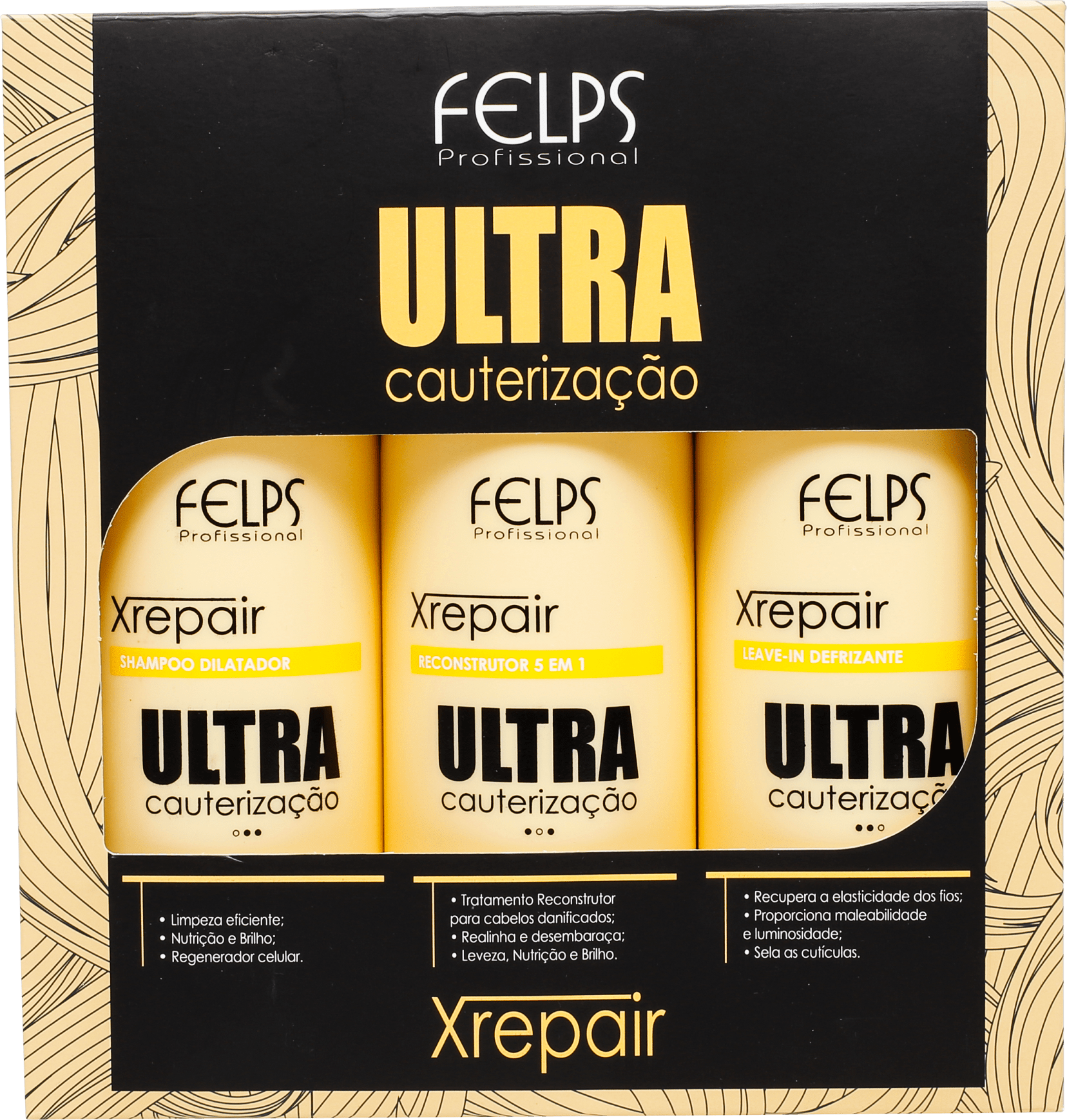 Felps Profissional Xrepair Ultra Cauterização Kit (3 Produtos)