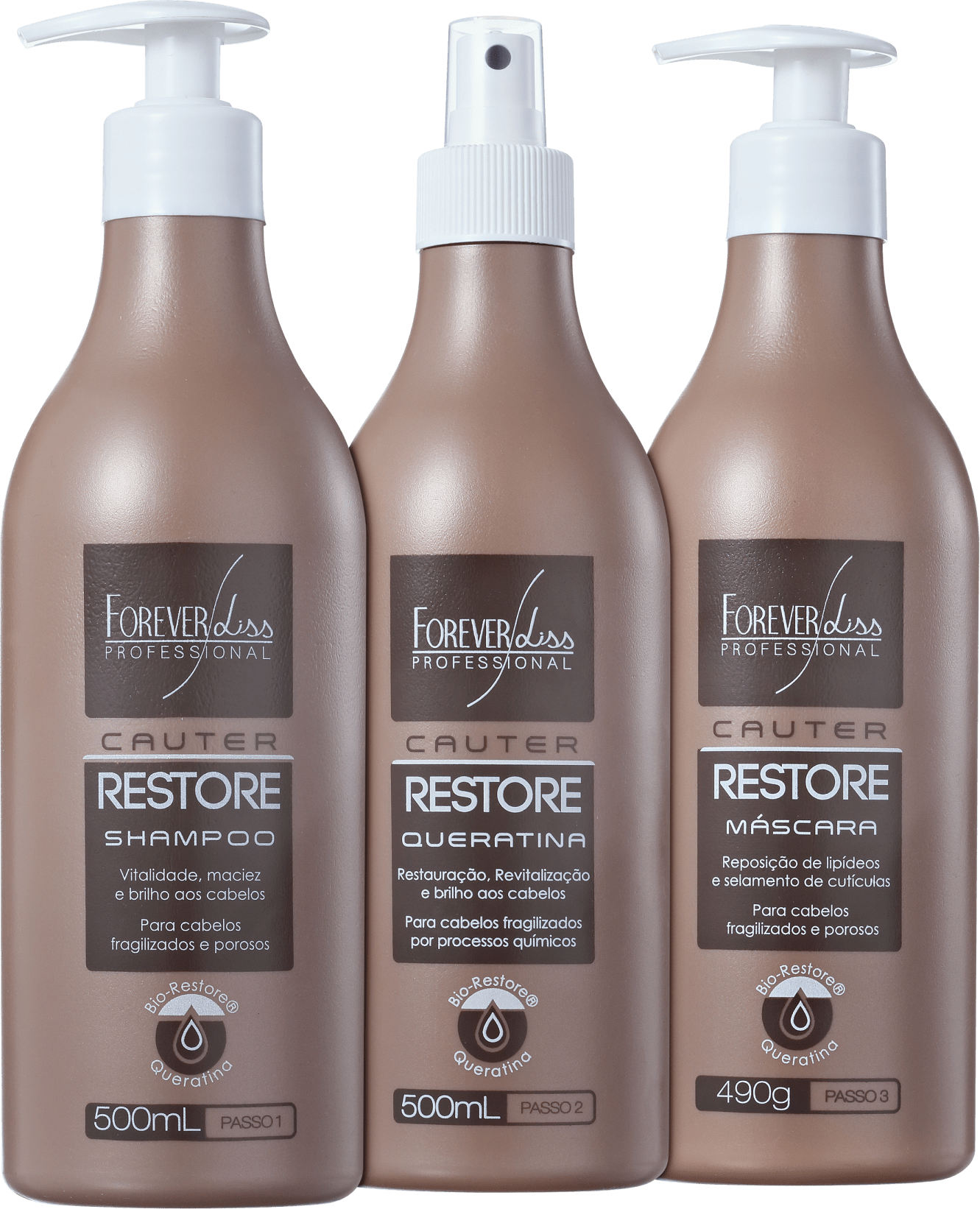 Forever Liss Professional Cauter Restore Cabelo Forte Kit (3 Produtos)