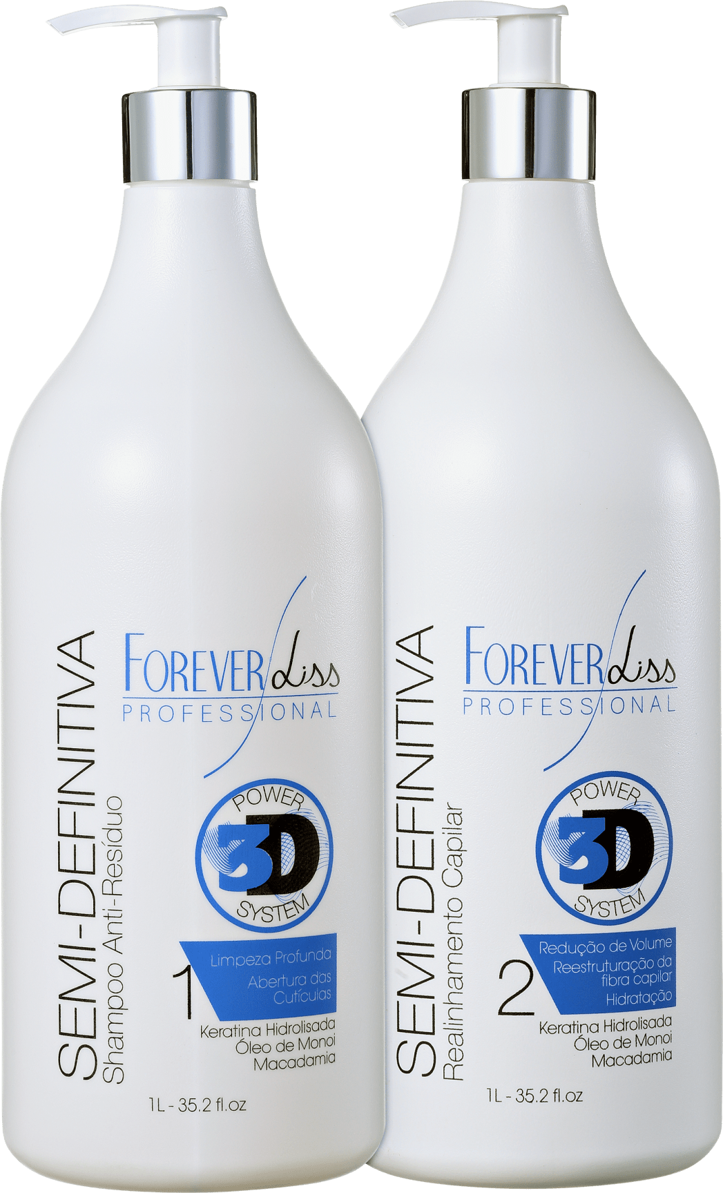 Forever Liss Professional Power System 3D Escova Semi-Definitiva Kit (2 Produtos)