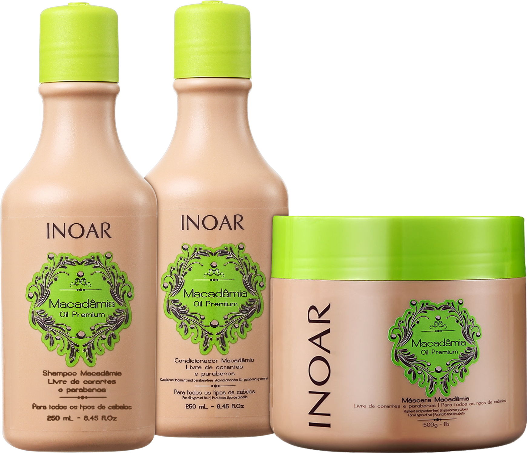 Inoar Macadâmia Oil Premium Hidratação Uso Diário Kit (3 Produtos)