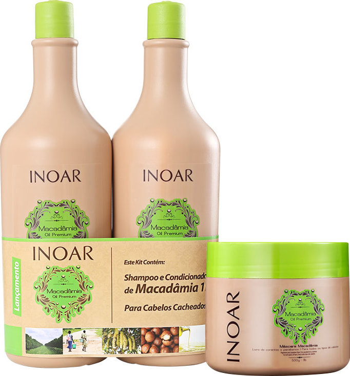 Inoar Macadâmia Oil Premium Tratamento Cabelo Bem Cuidado Kit (3 Produtos)