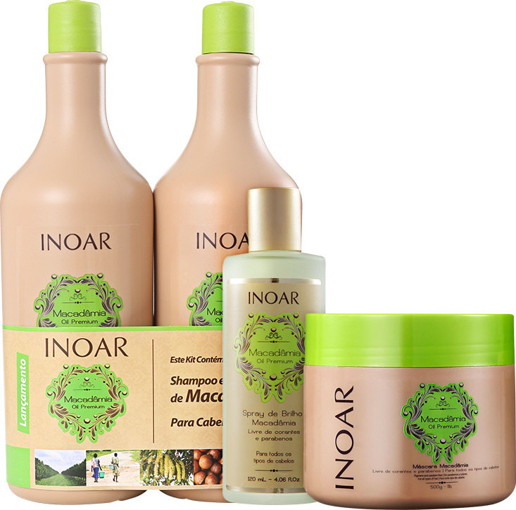 Inoar Macadâmia Oil Premium Tratamento Maciez e Brilho Kit (4 Produtos)