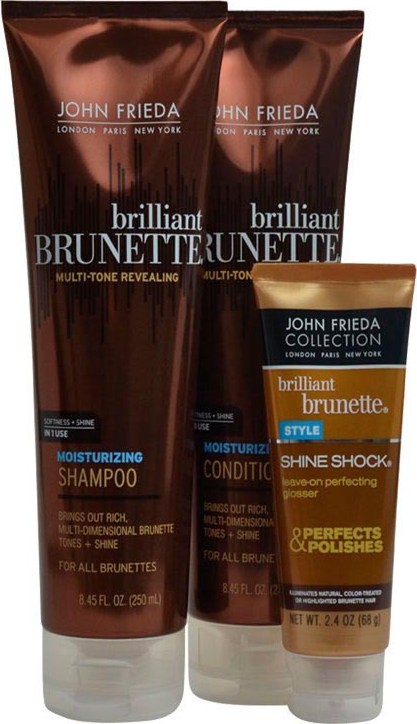 John Frieda Brilliant Brunette Moisturizing Shine Kit (3 Produtos)