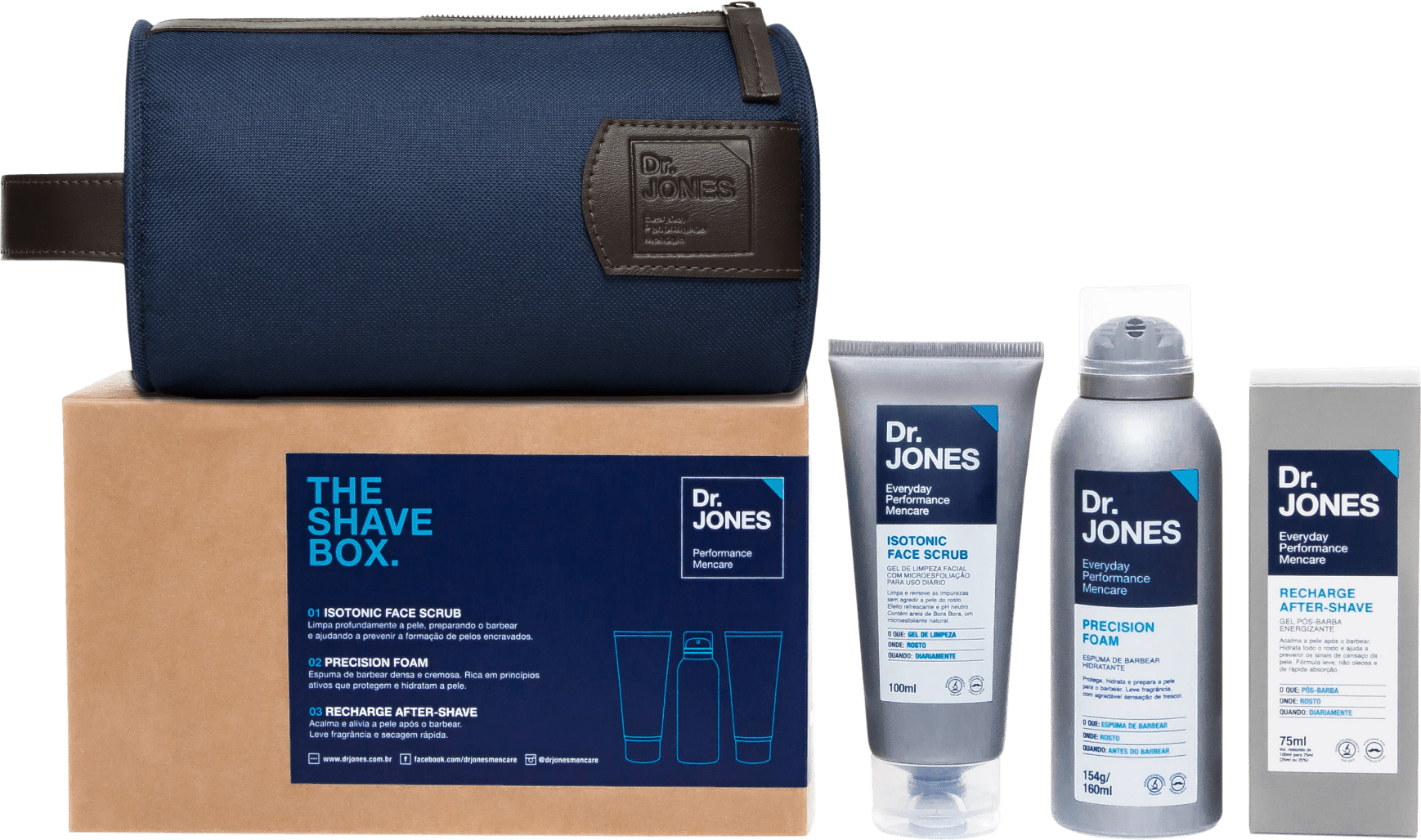 Kit Barba Dr. Jones The Shave Box (3 produtos + Nécessaire)