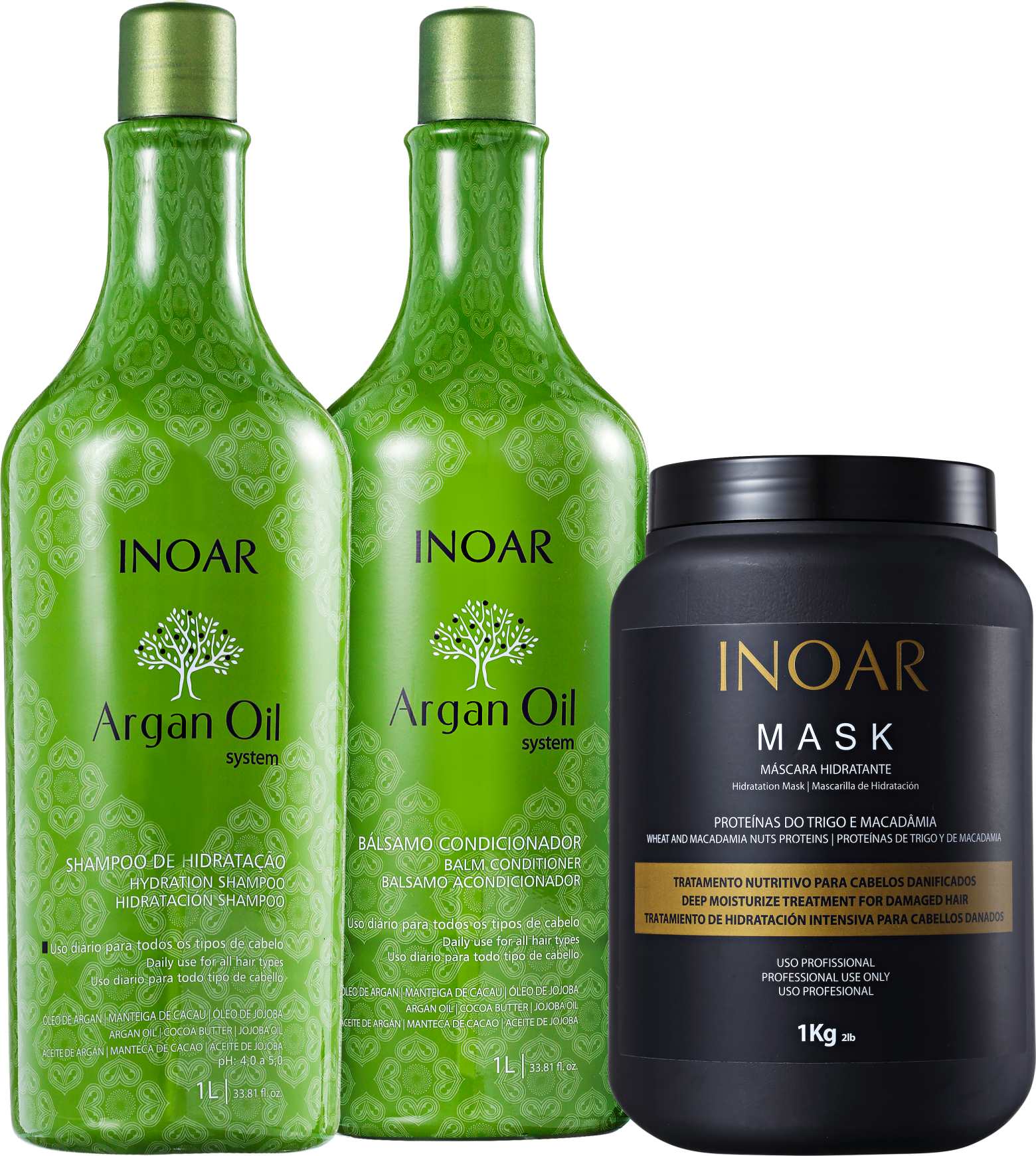 Kit Inoar Argan Oil Tratamento Profissional (3 produtos)