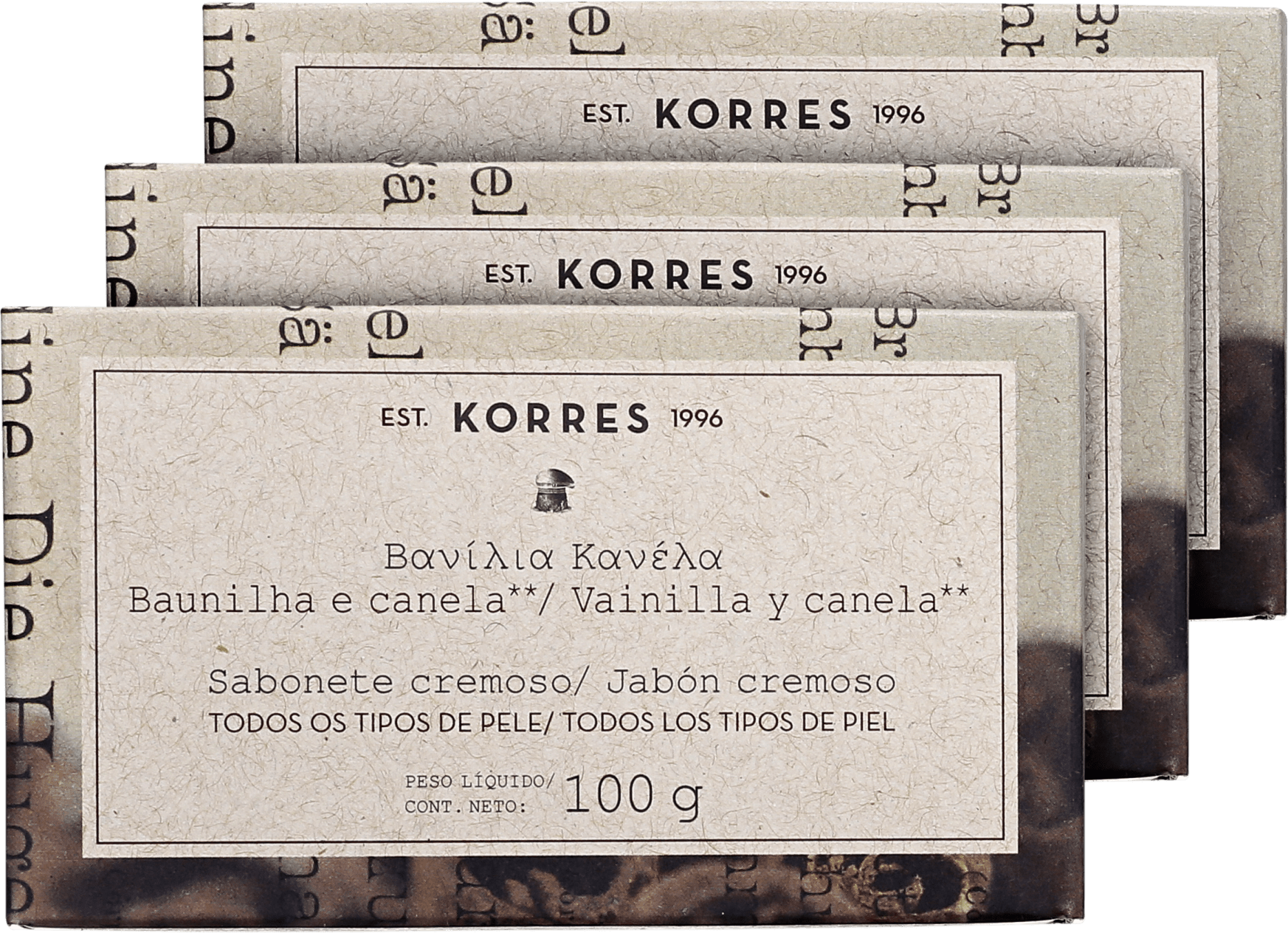 Kit Korres Baunilha e Canela - Sabonetes em Barra 3x100g