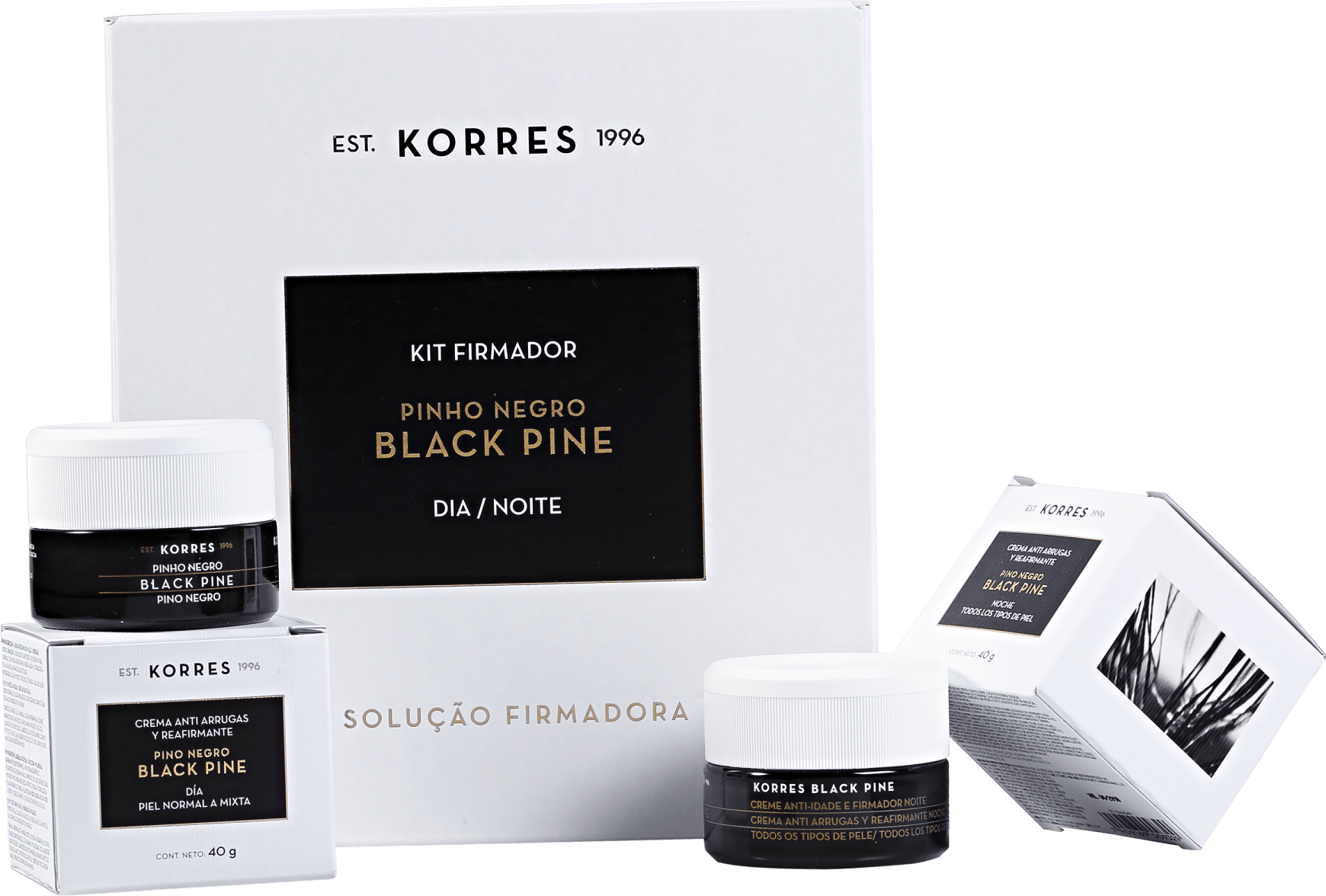 Kit Korres Black Pine Pele Normal a Mista Dia e Noite (2 produtos)