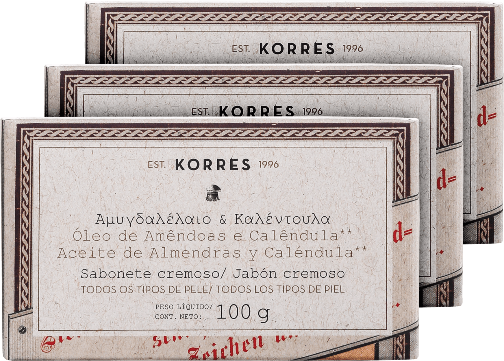 Kit Korres Óleo de Amêndoas e Calêndula - Sabonetes em Barra 3x100g