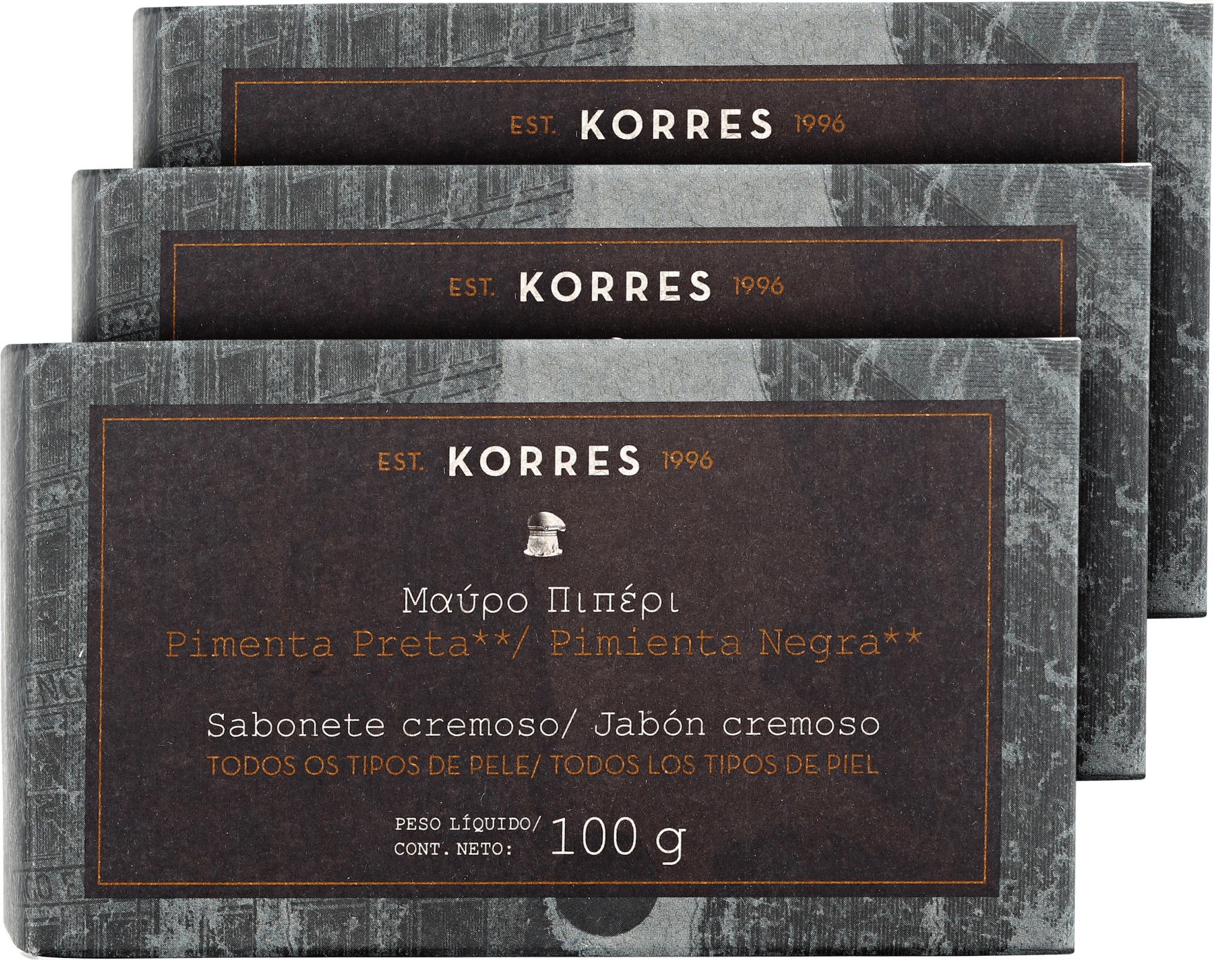 Kit Korres Pimenta Preta - Sabonetes em Barra 3x100g