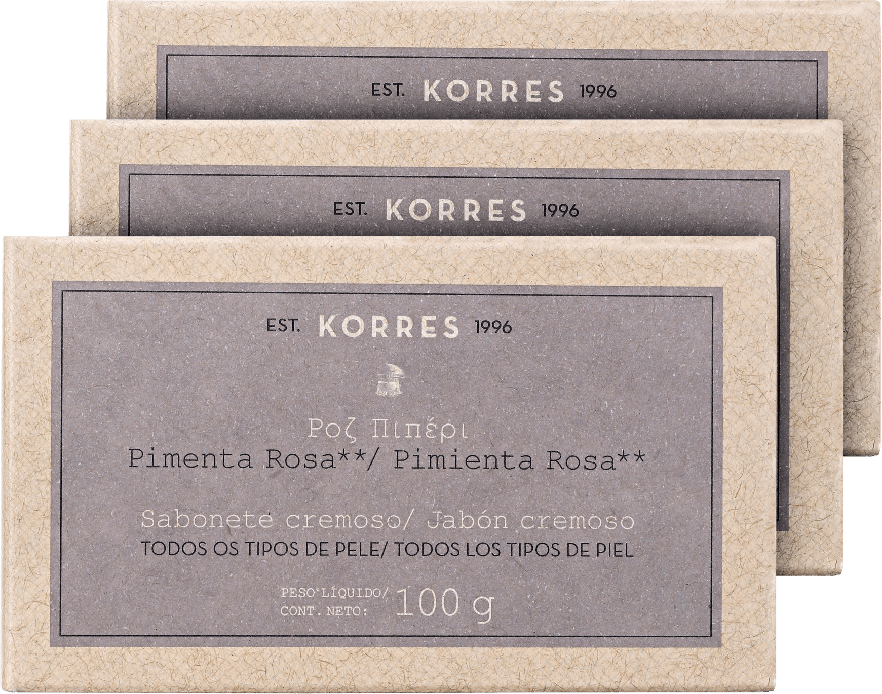 Kit Korres Pimenta Rosa - Sabonetes em Barra 3x100g