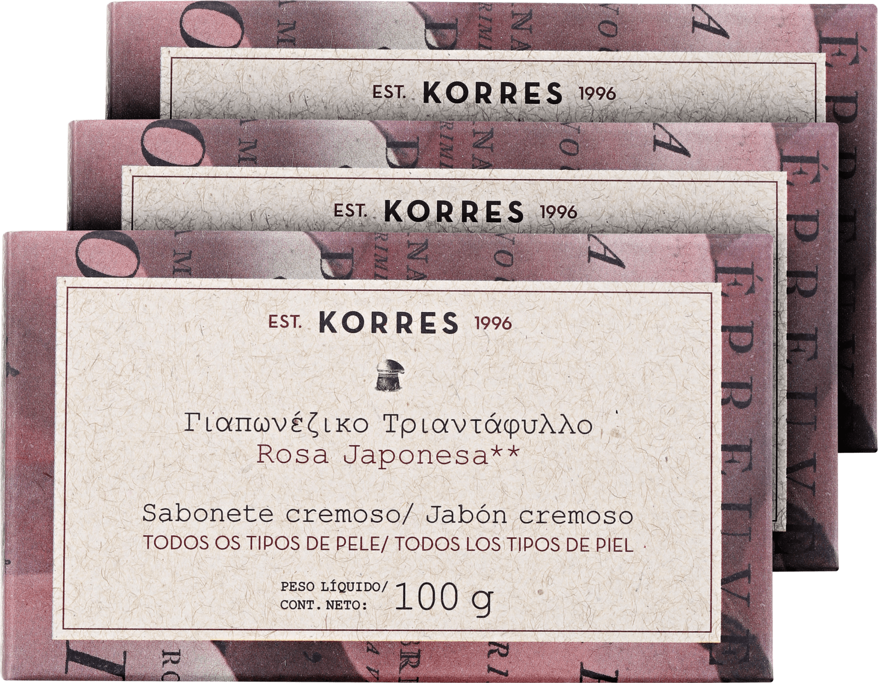 Kit Korres Rosa Japonesa - Sabonetes em Barra 3x100g