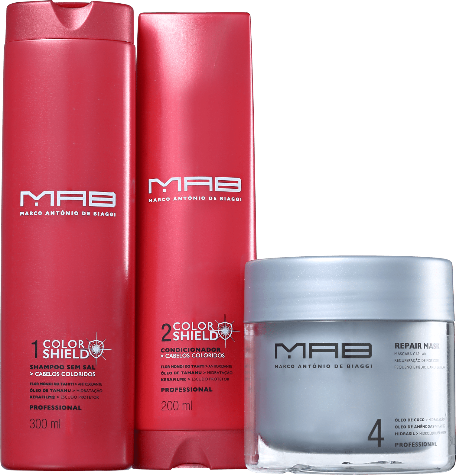 Kit MAB Marco Antônio de Biaggi Color Shield Cor e Reparação (3 Produtos)
