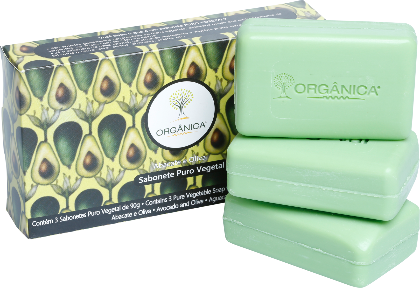 Kit Orgânica Abacate e Oliva - Sabonetes em Barra 3x90g